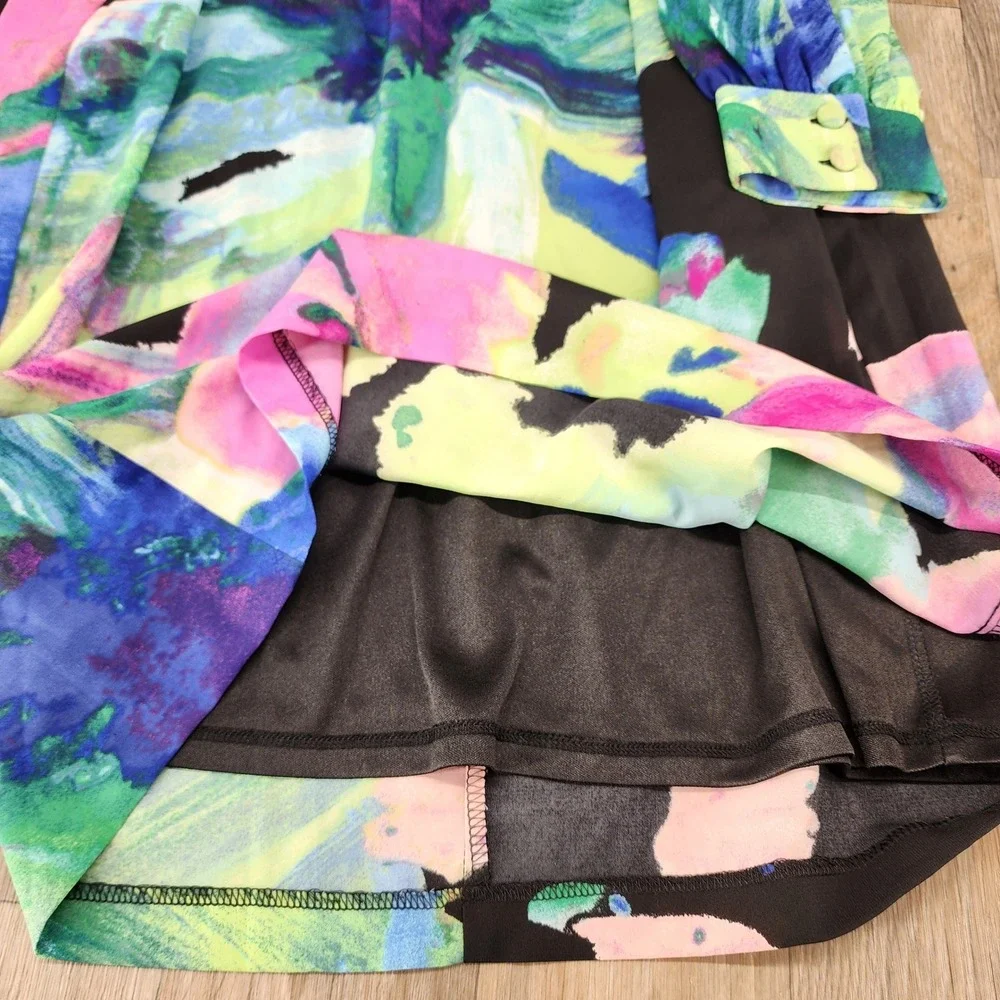 Donna Ricco Size 10 Floral Print Dress Long Sleeve Colorful‎ Party Cocktail - Picture 11 of 16